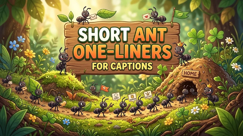 Short Ant One-Liners for Captions