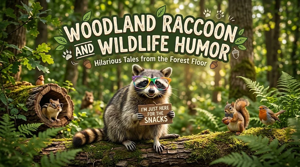 Woodland Raccoon and Wildlife Humor